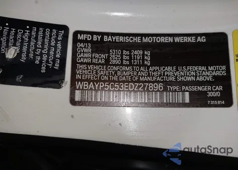 2014 BMW 640I xDrive из США, поврежденный, VIN WBAYP5C53EDZ27896